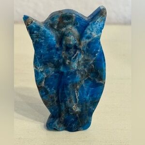 Hand-Carved Blue Apatite Angel